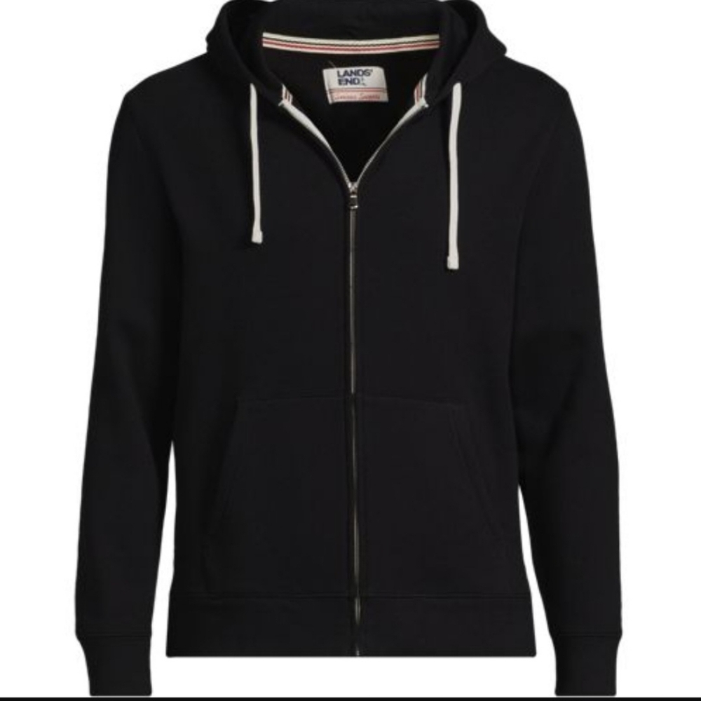 Lands' End Long Sleeve Serious Sweats Full Zip Hoodie Black Medium Sweatshirt